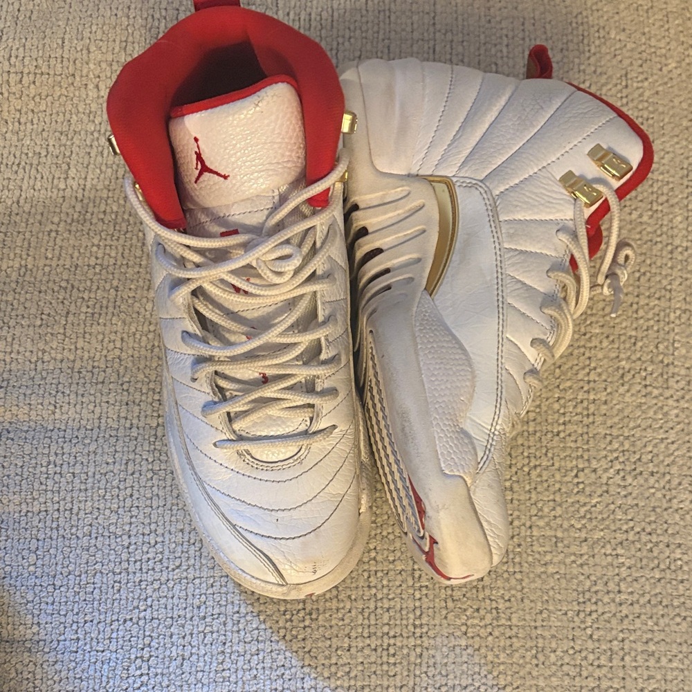 White and Red High-Top Sneakers